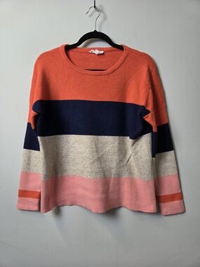 THML Striped Crewneck Sweater in Orange, Navy, Cream & Pink